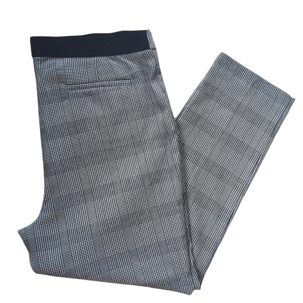 Liz Claiborne Laura Plaid Houndstooth Pants 18 Black White Pattern